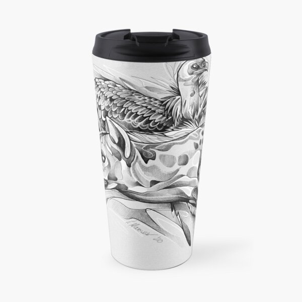 Blackwork Vulture & Hyena Travel Mug