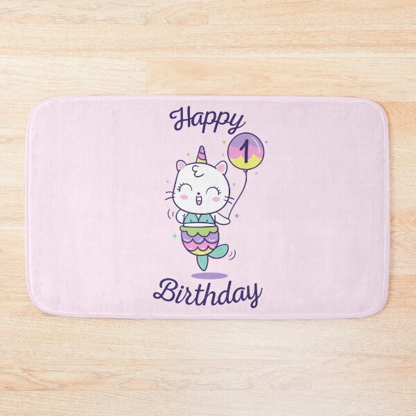 Item preview, Happy First Birthday - Cute Cat Mermaid Unicorn designed and sold by color-garden.