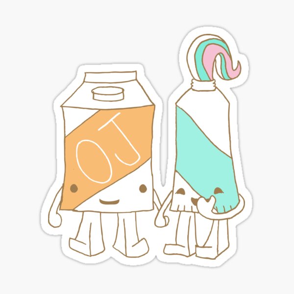 The Cutest Couple: Orange Juice & Toothpaste Sticker