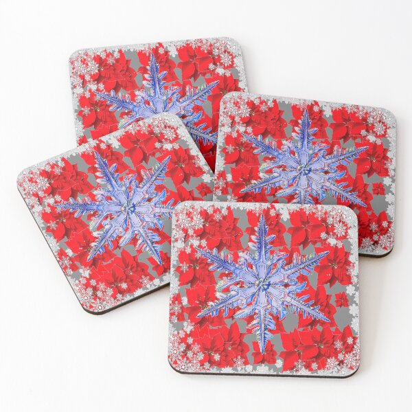 Item preview, ABSTRACT RED POINSETTIA FLOWERS & SNOWFLAKE HOLIDAY ART designed and sold by sharlesart.
