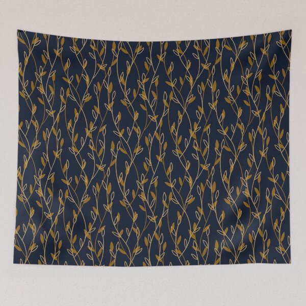 Item preview, Beanstalk - dark blue and ochre designed and sold by Trine Tollefsen.