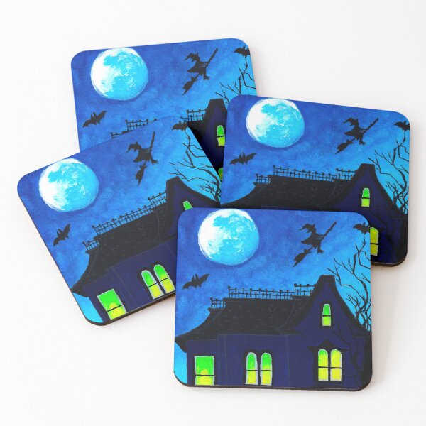 Haunted House Print Coasters (Set of 4)
