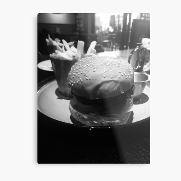 Juicy Monotone Burger Metal Print