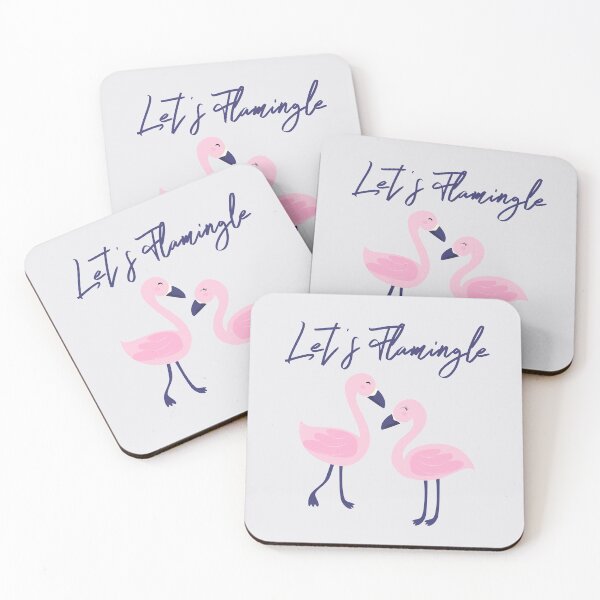 Item preview, Let's Flamingle Pink Feathers Flamingo Tropical Paradise Bird Animal Cute Funny Pun Mingle  designed and sold by gkao.