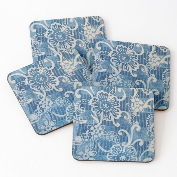Item preview, Indigo Batik Blue Scroll Work in Blue and White designed and sold by Leslie Rogers Todder.