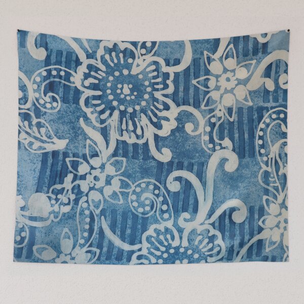 Item preview, Indigo Batik Blue Scroll Work in Blue and White designed and sold by Leslie Rogers Todder.