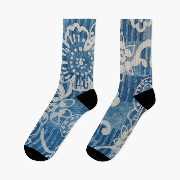 Item preview, Indigo Batik Blue Scroll Work in Blue and White designed and sold by Leslie Rogers Todder.