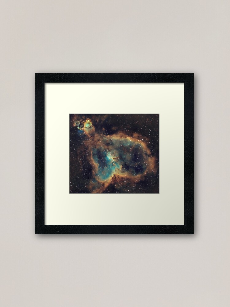 Alternate view of Heart Nebula (IC 1805) - Hubble Palette Narrowband Framed Art Print