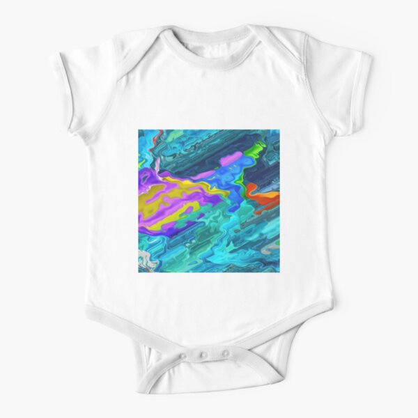 Colorful Abstract Acrylic Art Short Sleeve Baby One-Piece
