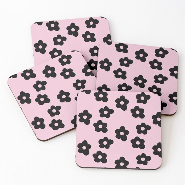 Item preview, Black Retro Flowers Pink Background designed and sold by emily  gaskin.