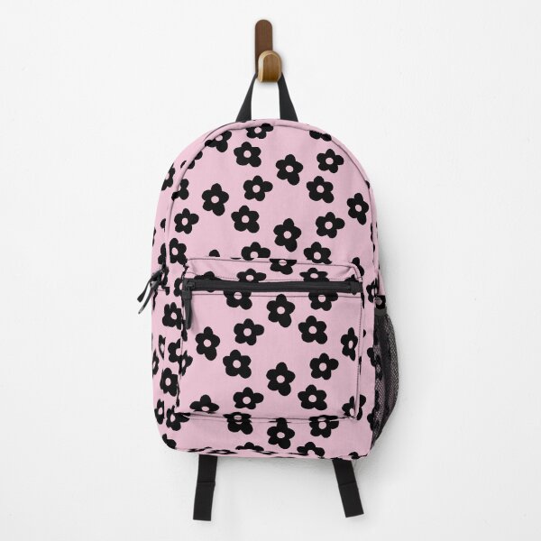 Item preview, Black Retro Flowers Pink Background designed and sold by emily gaskin.