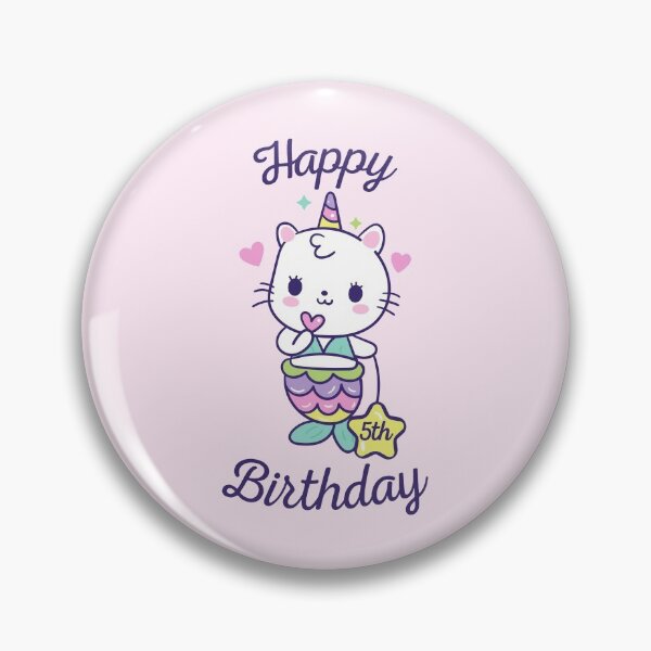 Item preview, Happy Fifth Birthday - Cute Unicorn Cat Mermaid with a Star designed and sold by color-garden.