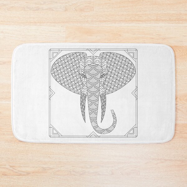 Item preview, Elephant Line Art Design with Geometric Border designed and sold by Laura Ray Leslie.