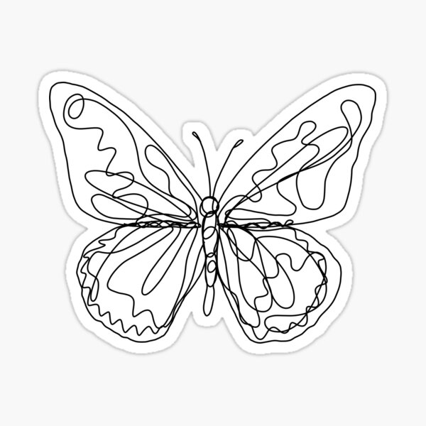 Scribble Butterfly Line Drawing | Artwork by Julia Healy Sticker
