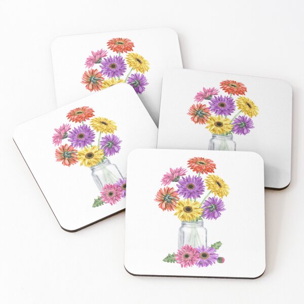 Item preview,  Watercolor Multicolor Gerbera Daisy Mason Jar designed and sold by ColorFlowArt.