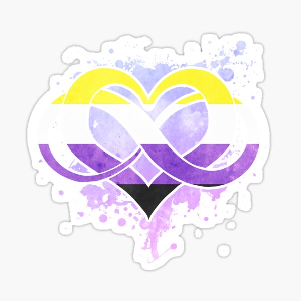 Nonbinary flag - Poly heart - LGBTQ symbol Sticker