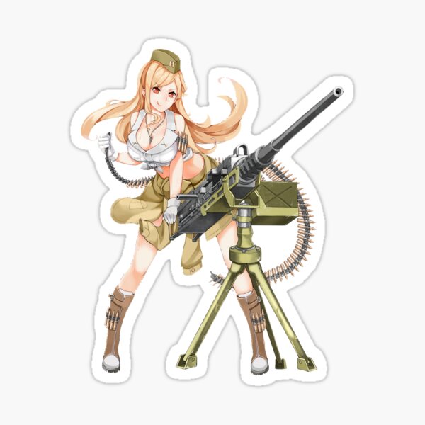 Anime Girl With Gun Sticker