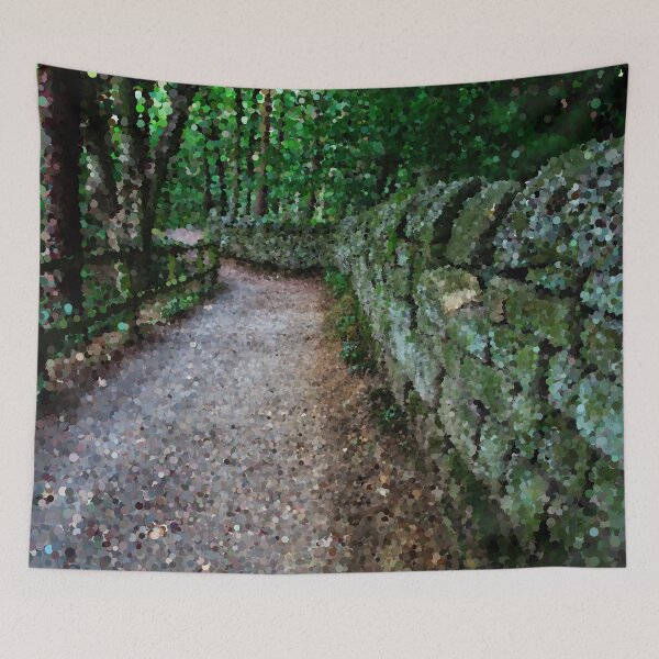 Item preview, Mossy Stone Fenced Path Through the Woods designed and sold by MathenaArt.