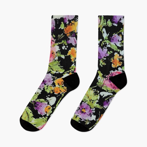 Item preview, Impressionistic Pink and Lavender Roses on Black Ground designed and sold by Leslie Rogers Todder.