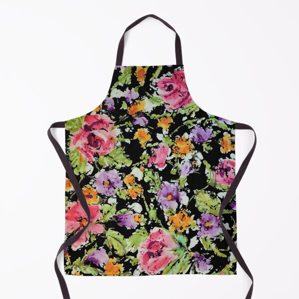 Item preview, Impressionistic Pink and Lavender Roses on Black Ground designed and sold by Leslie Rogers Todder.