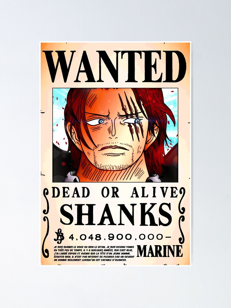 Gesuchtes Poster Yonko Shanks 4 0 Milliarden Beeren One Piece Poster Von Axel0w Redbubble