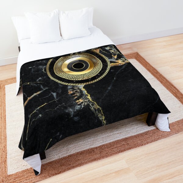 Mati Evil Eye Gold Greek Key Black Patterns Comforter