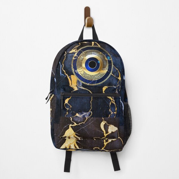 Item preview, Mati Evil Eye Navy BlueGold Greek Key Gold Patterns designed and sold by Yiorgos Designs.
