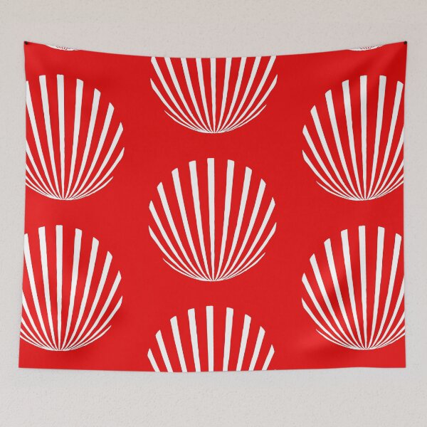 Item preview, Art Deco Shell Pattern White on Red designed and sold by AlteredAtelier.