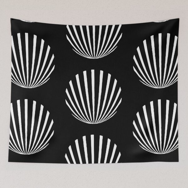 Item preview, Art Deco Shell Pattern White on Black designed and sold by AlteredAtelier.