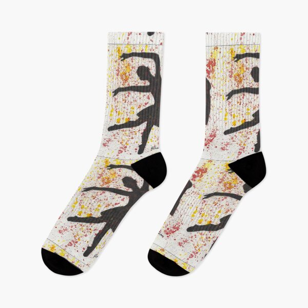 Item preview, Splash Dance Black Silhouette of a Dancer against Splashes of Yellows and Reds designed and sold by AliCatOriginals.