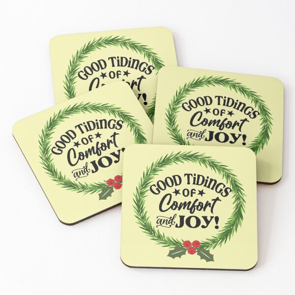 Item preview, Good tidings of comfort and joy Christmas carol quote in pine wreath designed and sold by Favegiftings1.