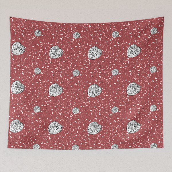 Item preview, White Peonies in the Mellow Red designed and sold by Skeenazlan.
