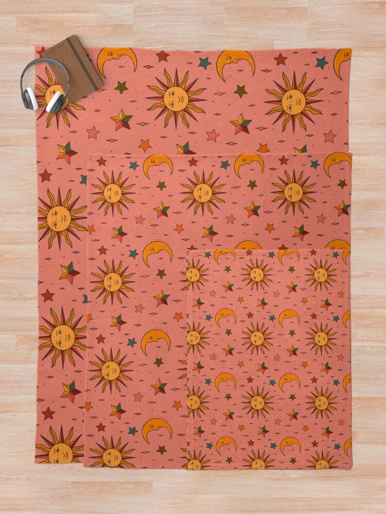 Alternate view of Folk Moon and Star Print Throw Blanket