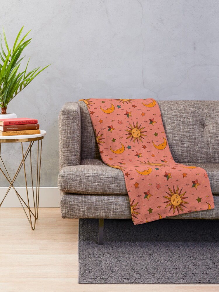 Alternate view of Folk Moon and Star Print Throw Blanket