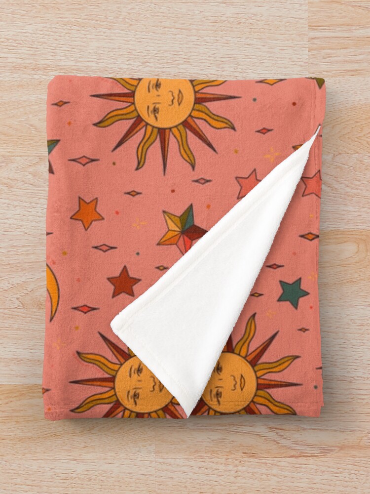 Alternate view of Folk Moon and Star Print Throw Blanket
