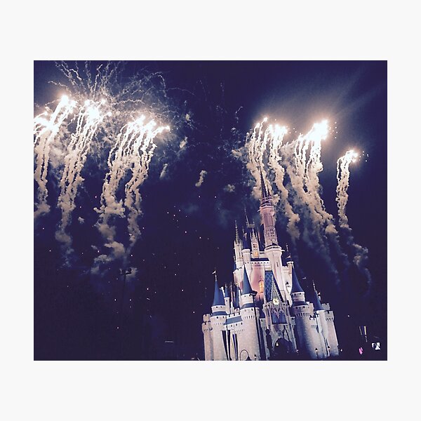 Magic Kingdom Castle With Fireworks Photographic Print