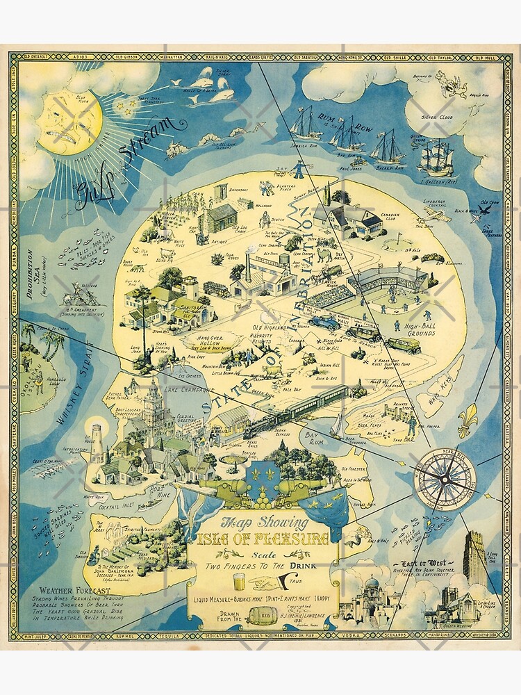Discover 1931 Vintage Map Showing the Isle of Pleasure Premium Matte Vertical Poster
