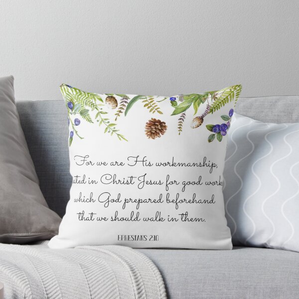 Item preview, Ephesians 2:10 Bible Scripture Verse - Watercolor Forest Leaves & Berries designed and sold by EmilyKHandmade.