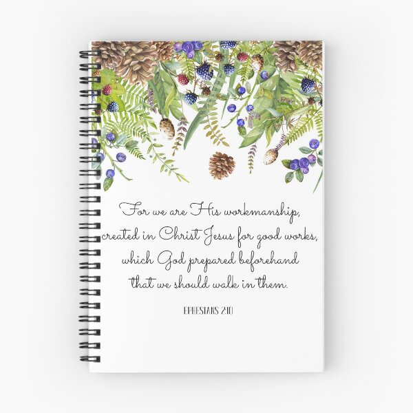 Item preview, Ephesians 2:10 Bible Scripture Verse - Watercolor Forest Leaves & Berries designed and sold by EmilyKHandmade.