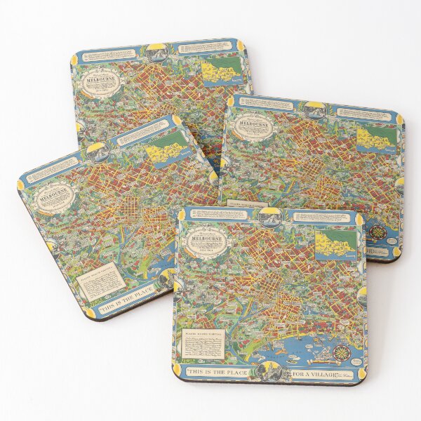 Item preview, 1934 Vintage pictorial map of Melbourne designed and sold by Gin  Neko.