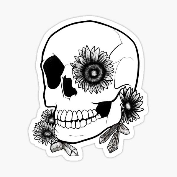 DAY OF THE DEAD FLOWERS ROSE SKULL LADY VINYL STICKER/DECAL Art by AGORABLES 