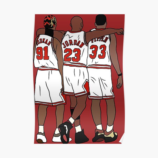 Пипан. Скотти Пиппен Постер. Арт с Pippen Rodman и Jordan.