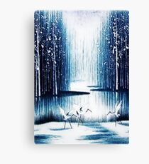 'Winter Trio' - Winter Heron Scene Canvas Print