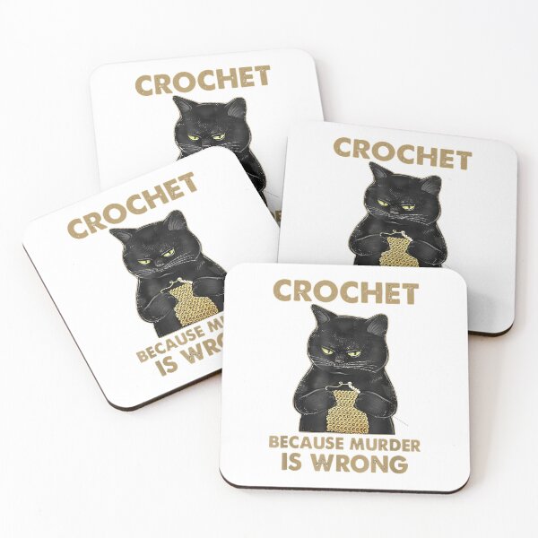 Item preview, Black Cat Funny Crochet because murder is wrong  designed and sold by Foster411.