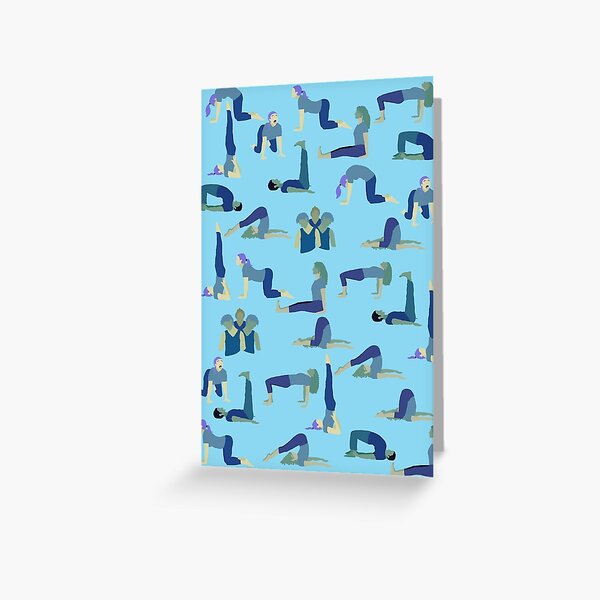 Yoga poses for Throat Chakra Visuddha by YogaMap/YogicFoods - BLUE Greeting Card