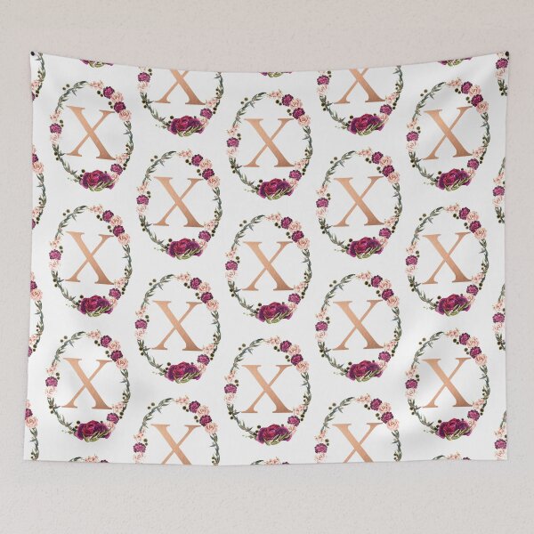Item preview, Floral Gold Monogram ‘X’  designed and sold by PAPERPLAN.