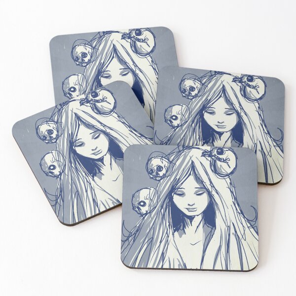 Item preview, Ghostly Skull Hair Girl Illustration designed and sold by Nonshape.