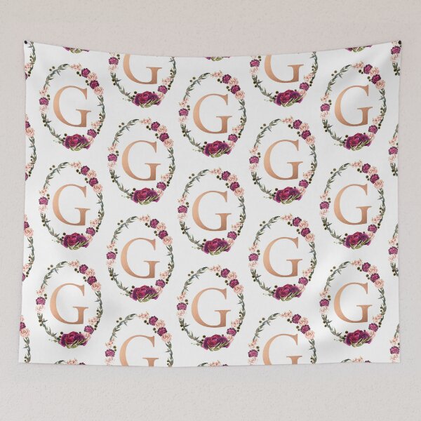 Item preview, Floral Gold Monogram ‘G’  designed and sold by PAPERPLAN.