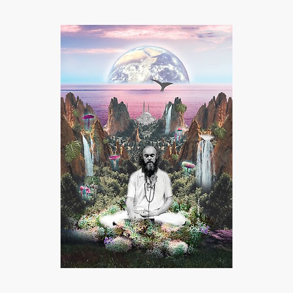 Ram Dass Meditating Ocean Photographic Print