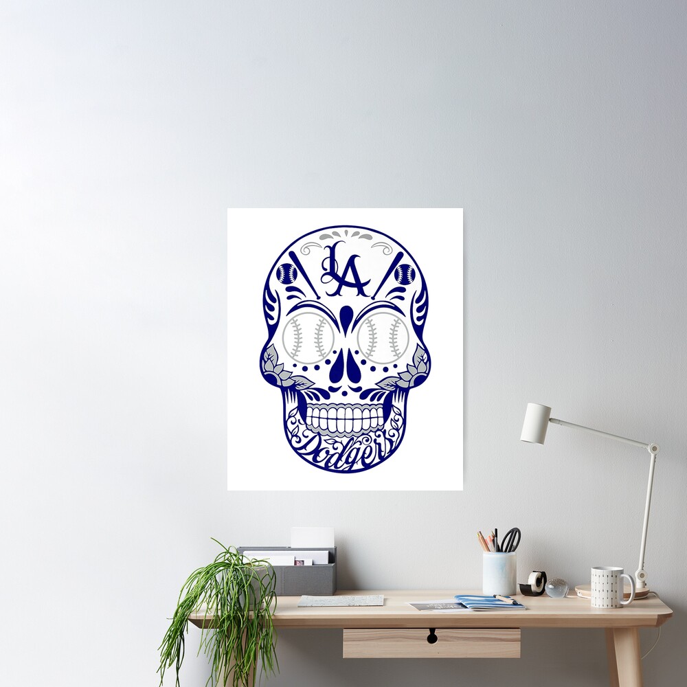 Los Angeles Dodgers Dia De Los Muertos Skull Poster